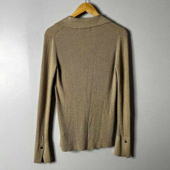 Banana Republic Silk Cashmere Ribbed Button Front Polo Women’s Small Minimalist - Picture 4 of 7